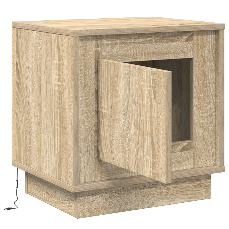 Nachttisch mit LED-Lichtern Sonoma Eiche 44x34,5x45 cm