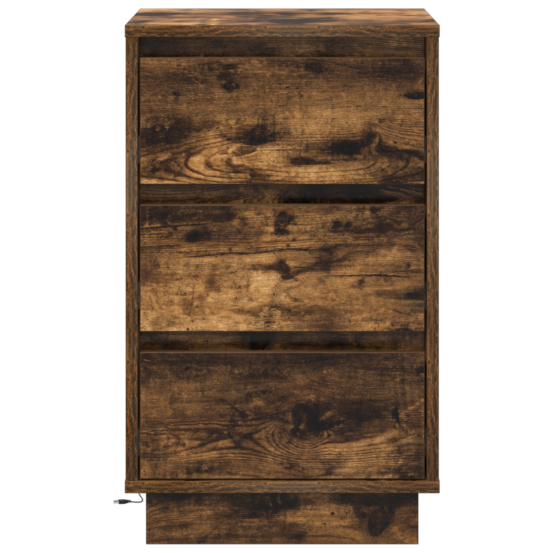 Nachttisch mit LED Geräuchert Eiche 39x34.5x65 cm Werkstoff Holz