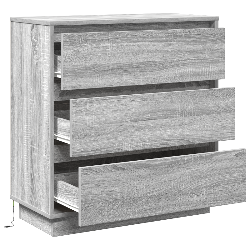 Nachttisch mit LED Grau Sonoma 71x34,5x75 cm MDF