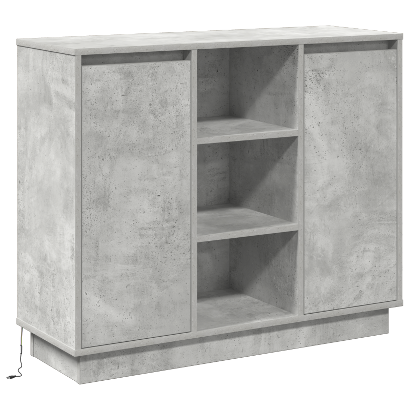 Sideboard mit LED in Beton Grau 90x32x75 cm aus Holzwerkstoff