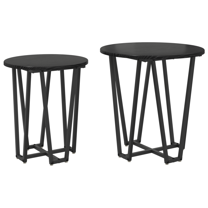 Beistelltischset aus 2 - Schwarze Eiche MDF und Metall