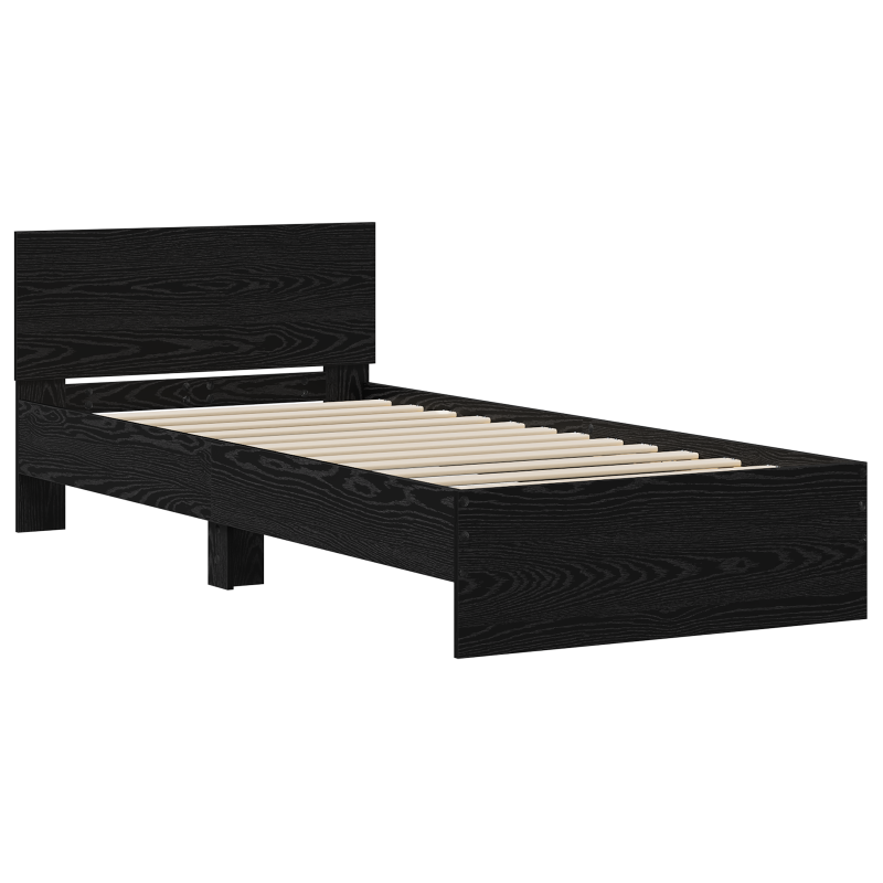 Bettgestell ohne Matratze mit Kopfteil Schwarzes Eichenholz 75x190 cm