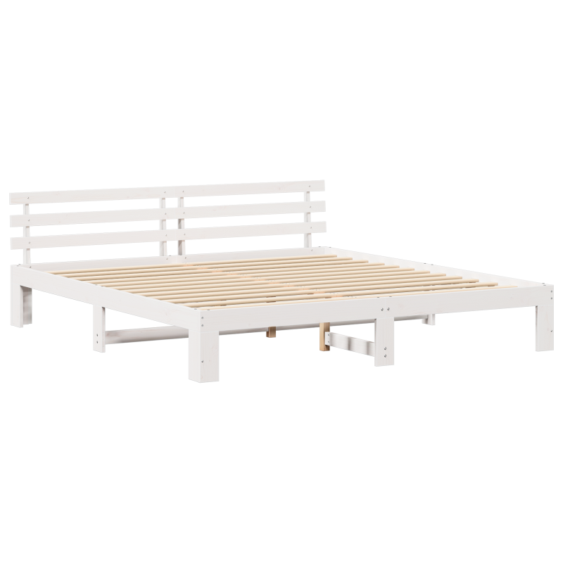 Weißes Bettgestell Weiß Massivholz 200 x 200 cm