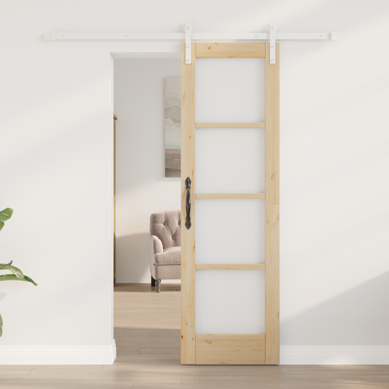 Schiebetür mit Beschlagset ORKDAL aus massivem Holz & Glas