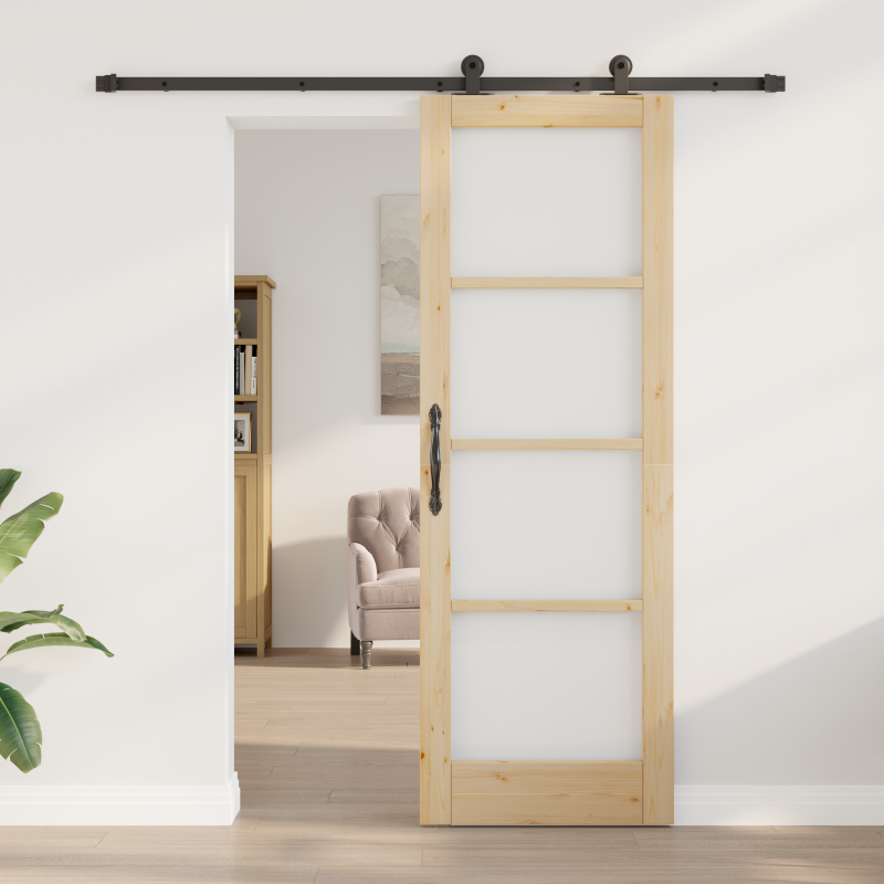 Schiebetür mit Hardware-Set ORKDALMassivholz & Glas