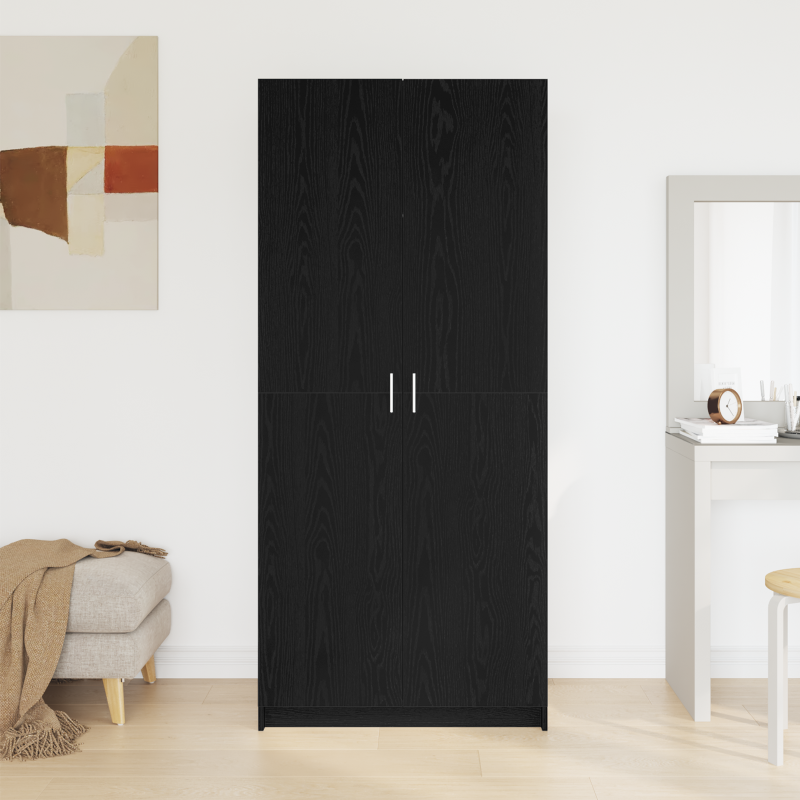 Kleiderschrank Schwarz Eiche 80x51x180 cm Werkstoff