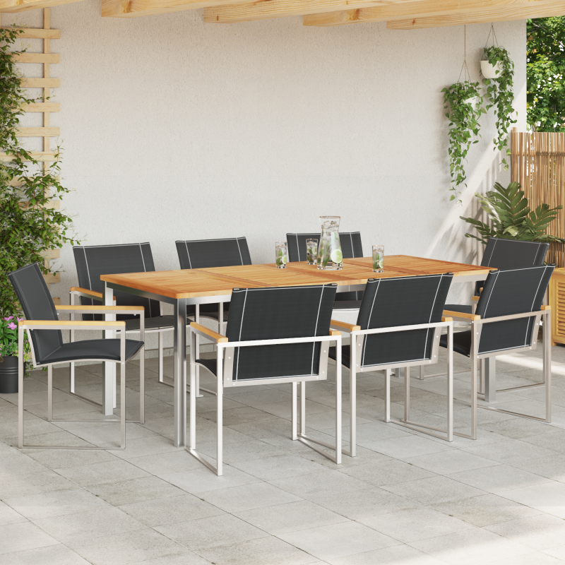 9-teilige Garten Essgruppe aus massivem Akazienholz