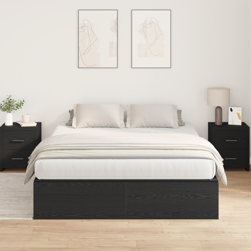 Aufbewahrungsbettgestell Schwarze Eiche 135x190 cm