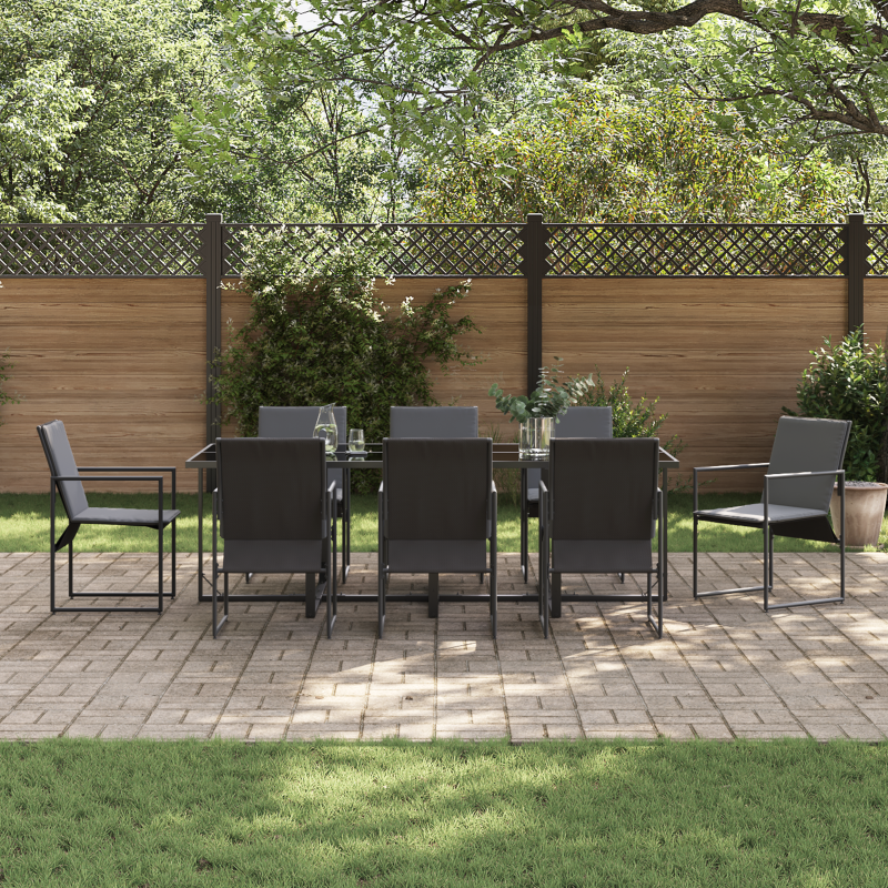 12-teiliges Gartenset mit Kissen aus Stahl und Textilene