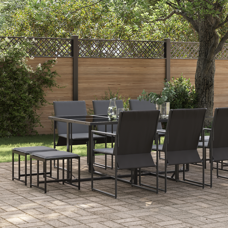 13-teiliges Garten-Esszimmer-Set mit Auflagen aus Stahl und Textilene