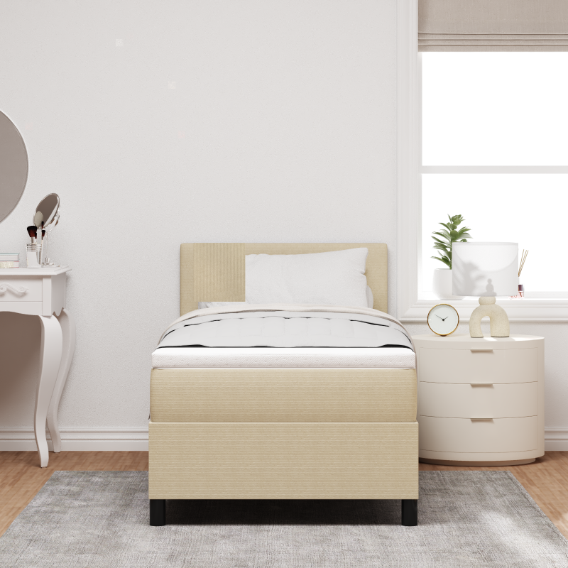 Boxspringbett mit Matratze & LED Licht Grün Grau 90x200 cm Cord-Stoff
