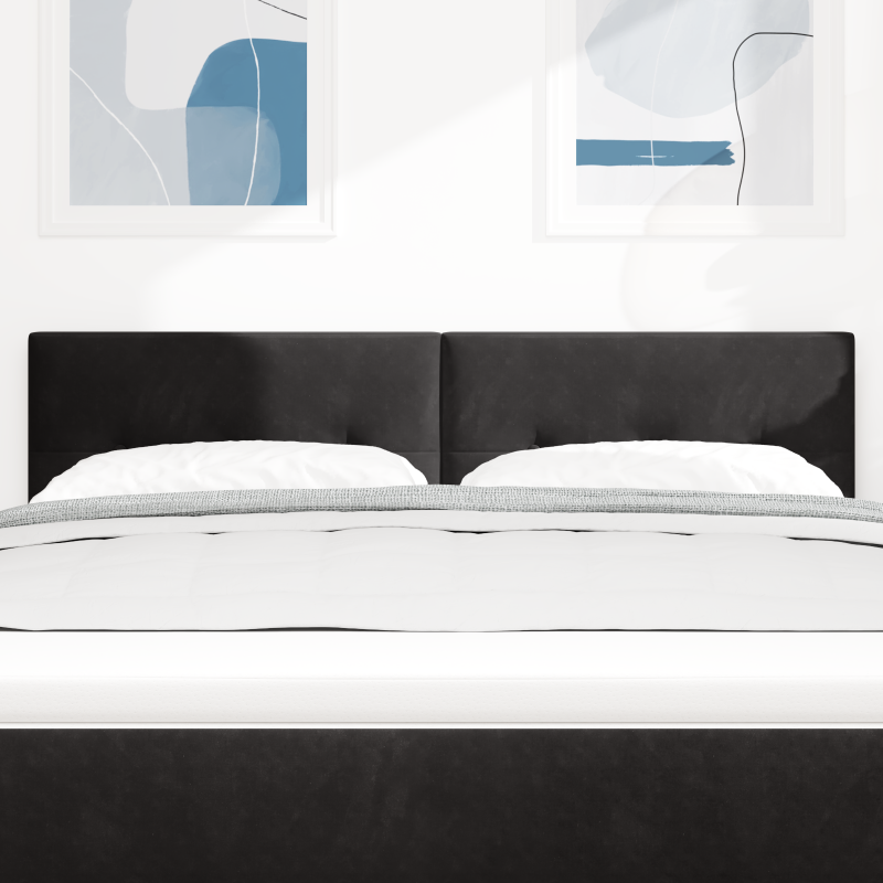 LED Kopfteil Mit Knopfheftung Schwarz 80 cm Samt
