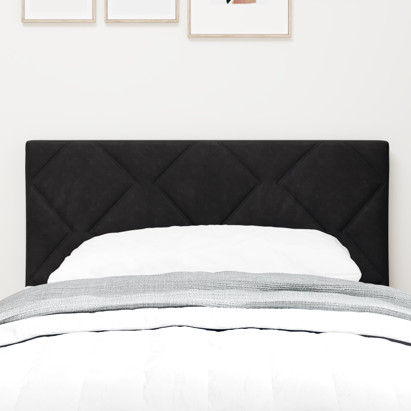 LED Kopfteil Diamantblöcke Design Schwarz 80 cm Samt