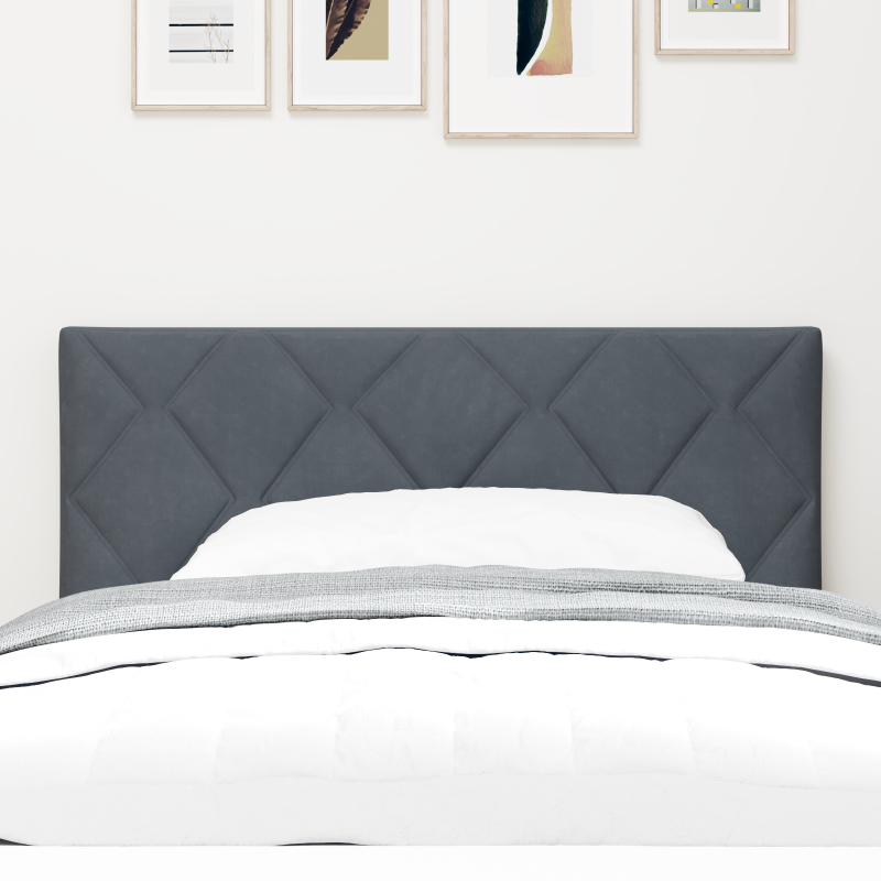 LED Kopfteil mit Diamantblock Design in Dunkelgrau, 100 cm Velours