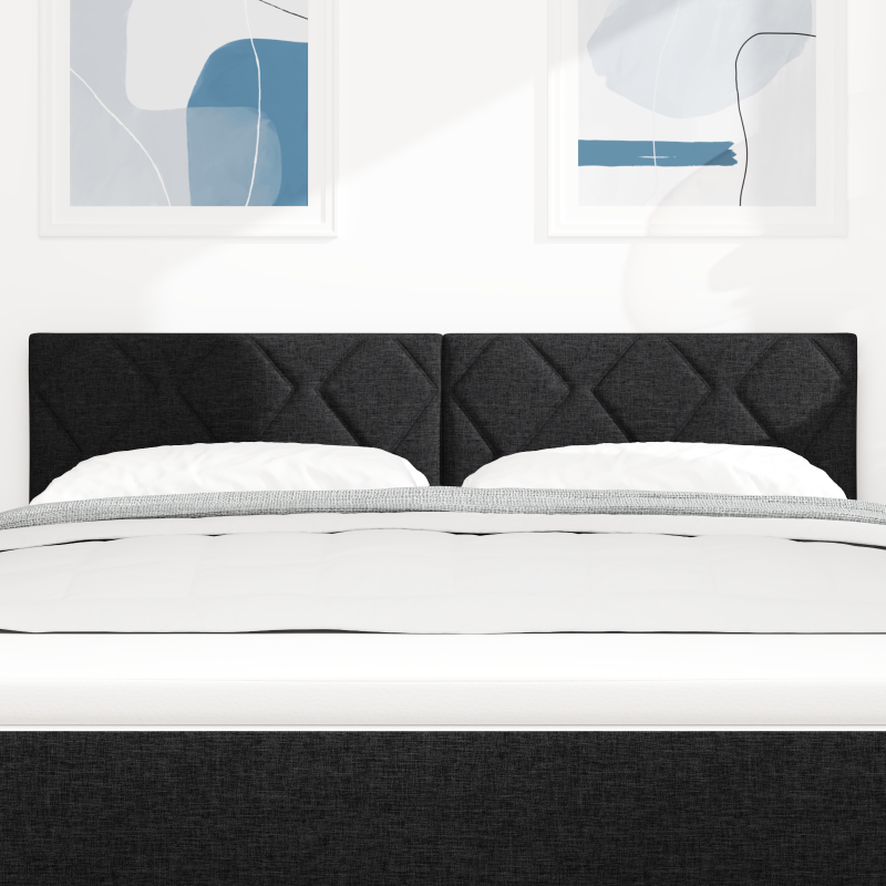 LED Kopfteil Diamantblockdesign Schwarz 144 cm Stoff