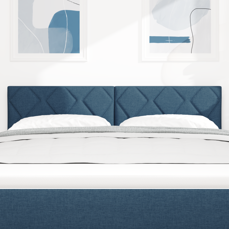 LED Kopfteil mit Diamantblockdesign Blau 144 cm Stoff
