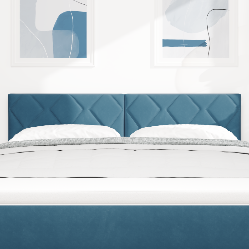 LED Kopfteil Diamantblock Design Dunkelblau 144 cm Samt