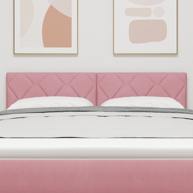 LED Kopfteil Diamantblock Design Rosa 144 cm Samt