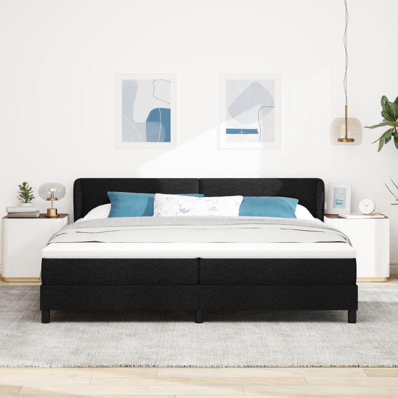 Boxspringbett mit Matratze Schwarz 200x200 cm Stoff