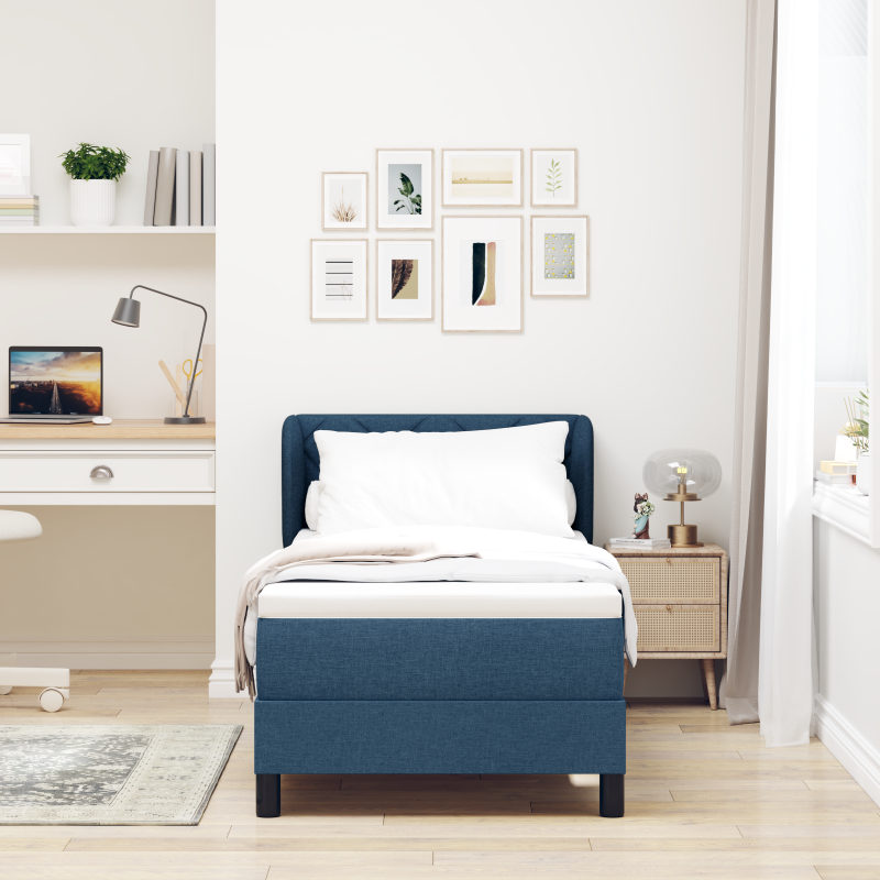 Boxspringbett mit Matratze Blau 80x200 cm Stoff