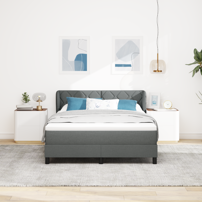 Boxspringbett mit Matratze Dunkelgrau 140x200 cm Stoff