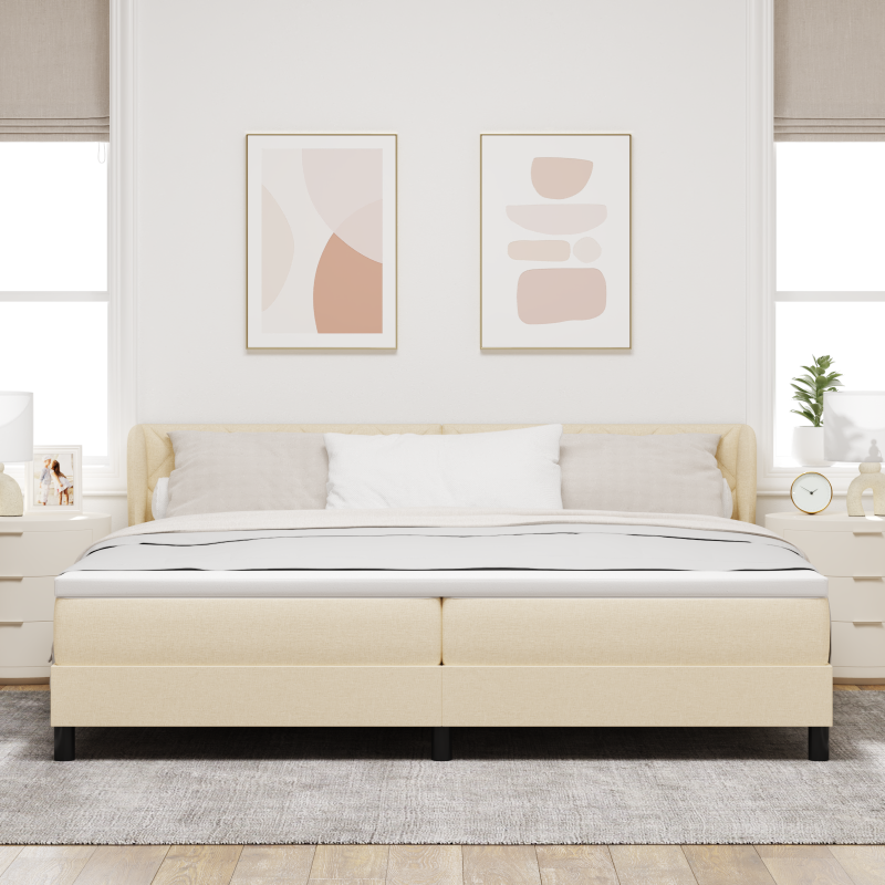 Boxspringbett mit Matratze Creme 200x200 cm Stoff