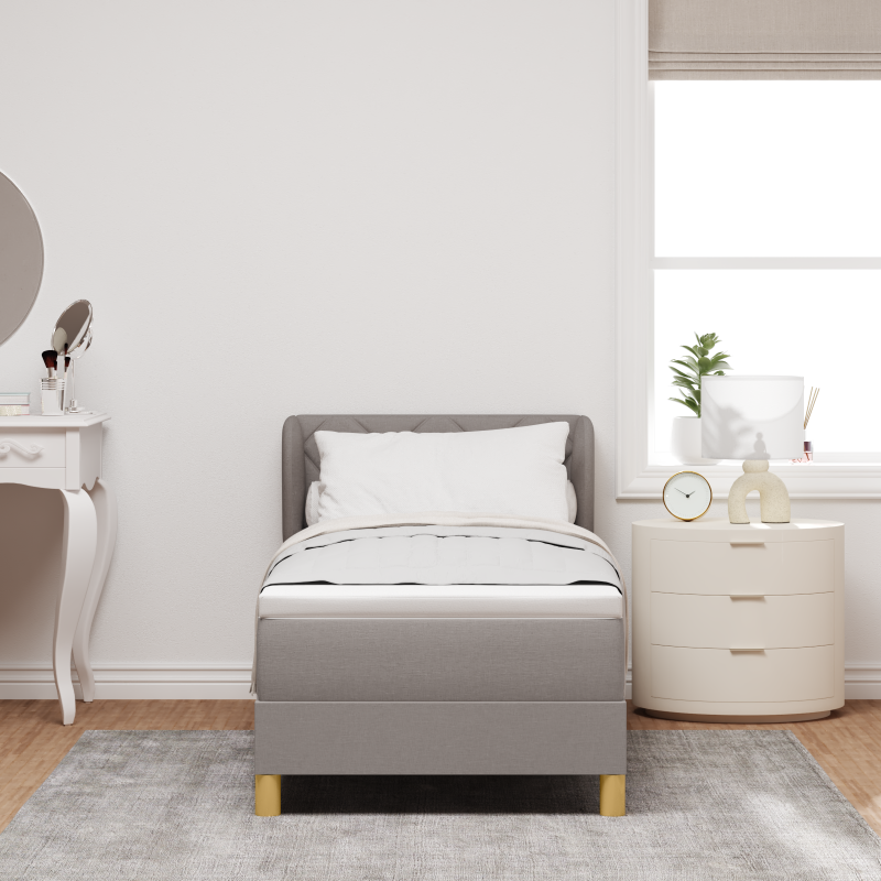 Boxspringbett mit Matratze in Taupe, 80x200 cm, Stoff