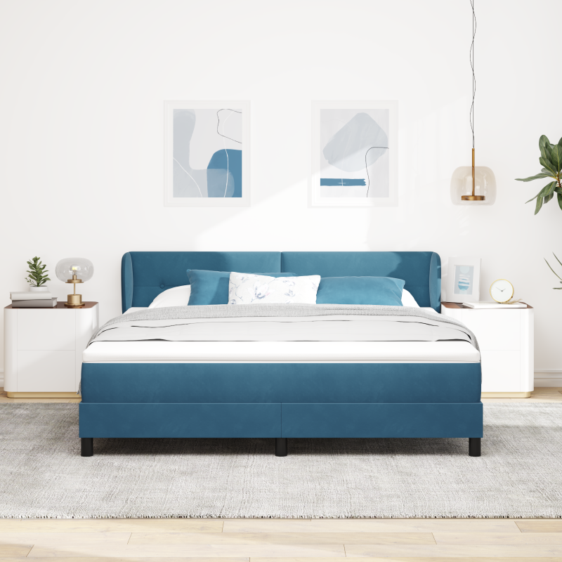 Boxspringbett mit Matratze Dunkelblau 180x200 cm Velvet