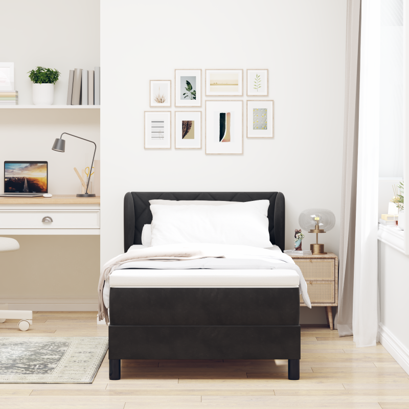 Boxspringbett mit Matratze Schwarz 100x200 cm Samt