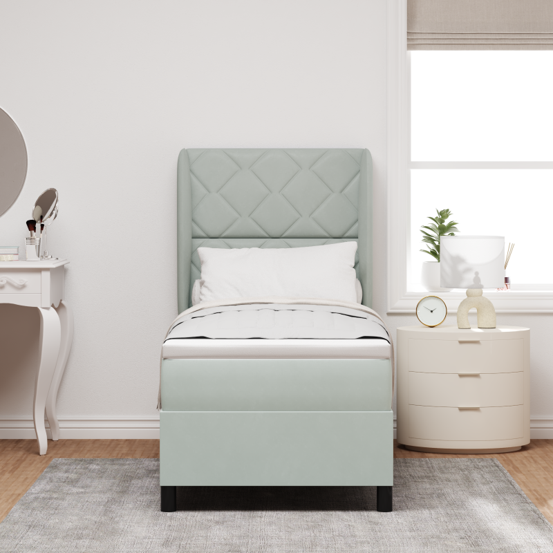 Boxspringbett mit Matratze Hellgrau 80x200 cm Samt