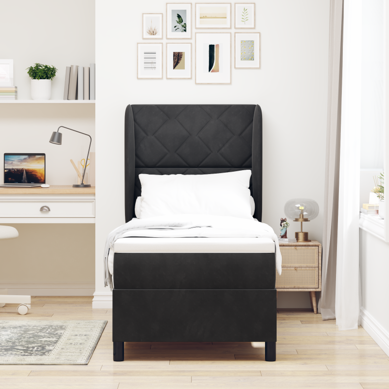 Boxspringbett mit Matratze Schwarz 80x200 cm Samt