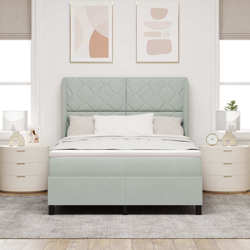 Boxspringbett mit Matratze Hellgrau 140x200 cm Velvet