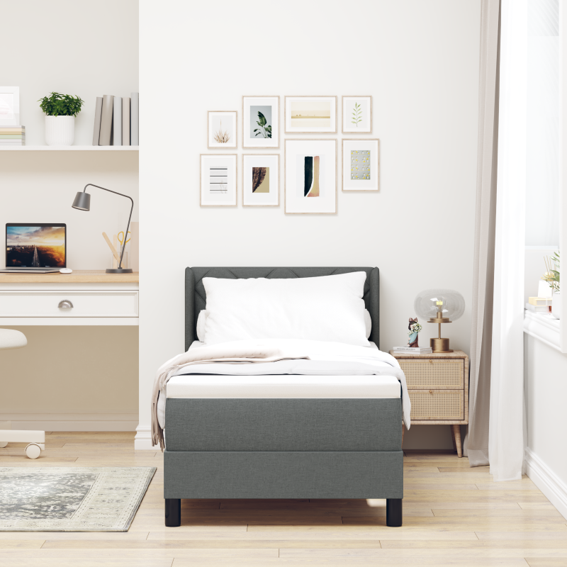 Boxspringbett mit Matratze Dunkelgrau 80x200 cm Stoff