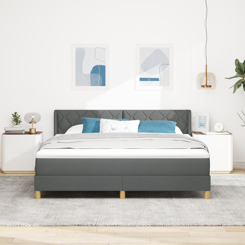 Boxspringbett Dunkelgrau mit Matratze 180x200 cm Stoff
