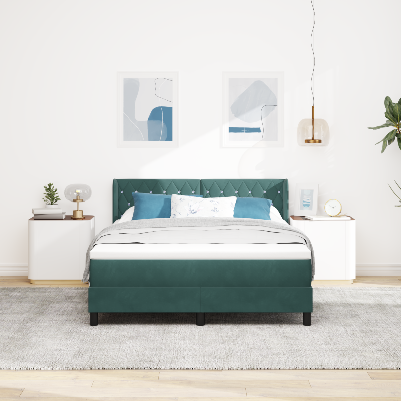 Boxspringbett mit Matratze Dunkelgrün 160x200 cm Samt
