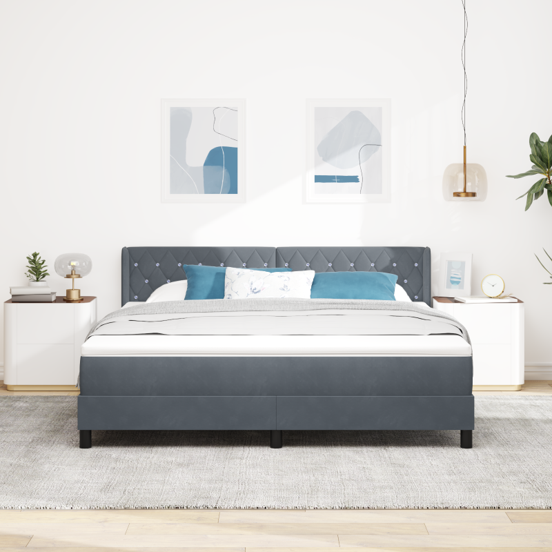 Boxspringbett mit Matratze Dunkelgrau 180x200 cm Samt