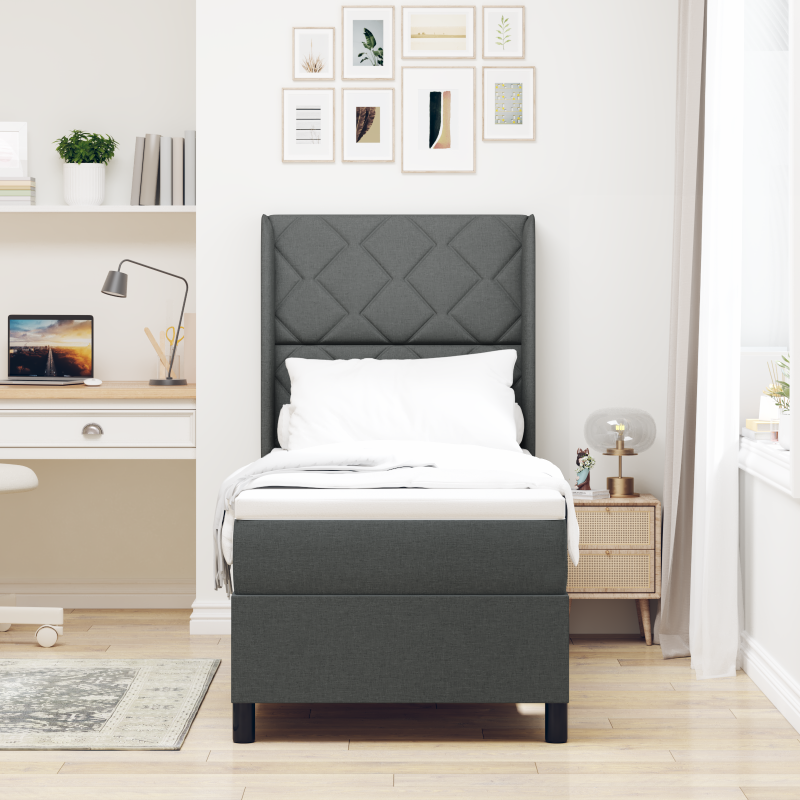 Boxspringbett mit Matratze Dunkelgrau 80x200 cm Stoff