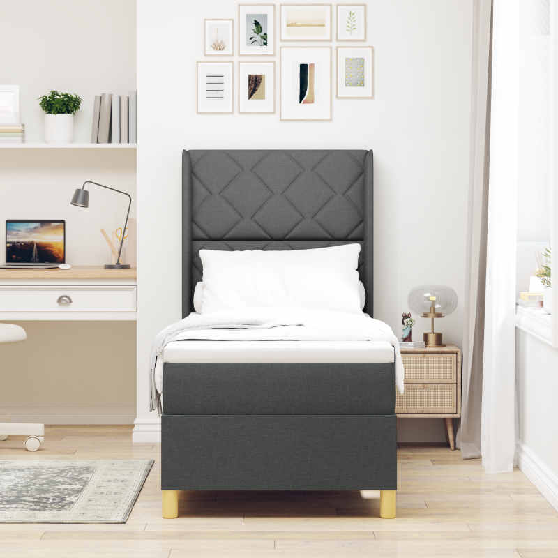 Boxspringbett mit Matratze Dunkelgrau 80x200 cm Stoff