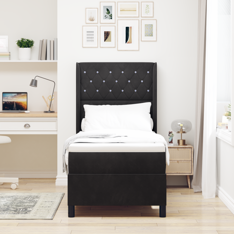 Boxspringbett mit Matratze Schwarz 80x200 cm Samt