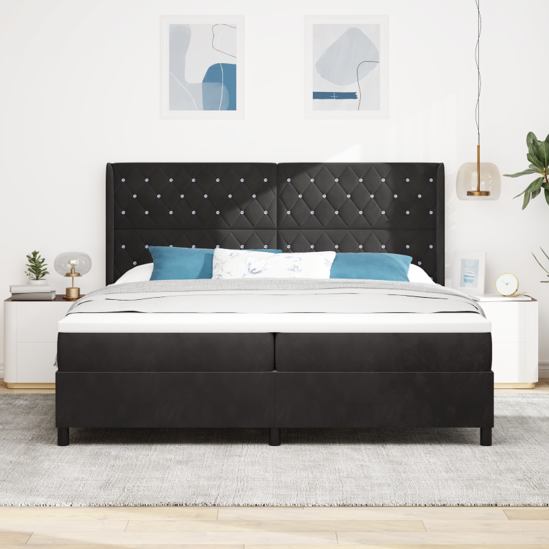 Boxspringbett mit Matratze Schwarz 200x200 cm Velvet