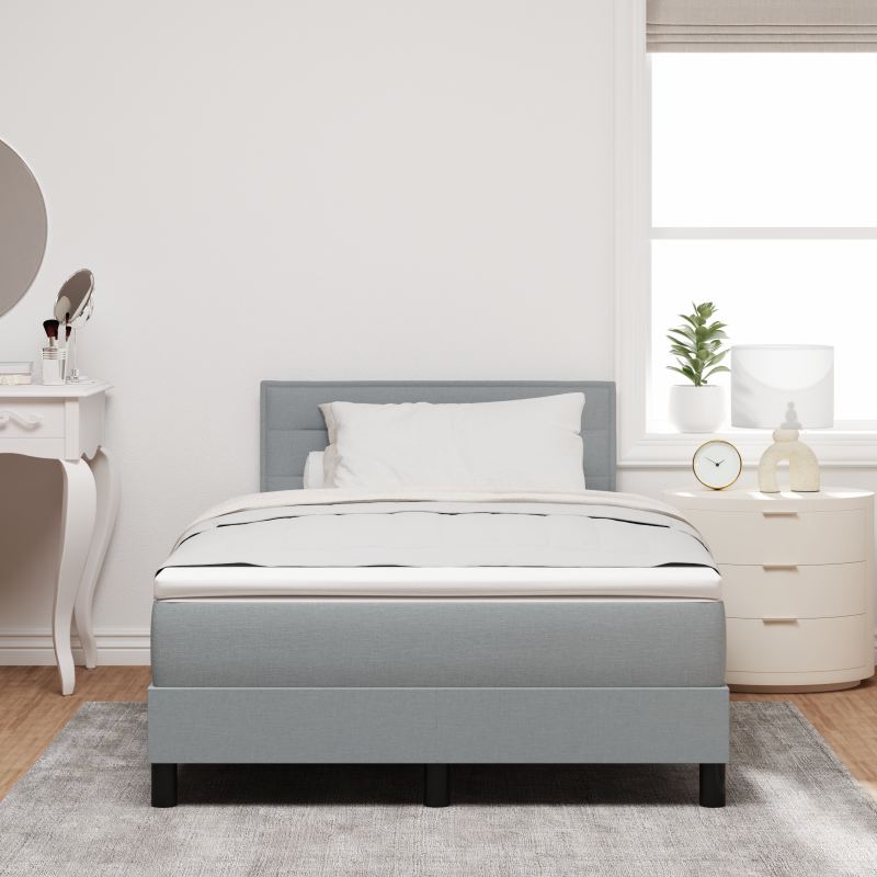 Boxspringbett mit Matratze & LED Licht Grau 120x200 cm Stoff