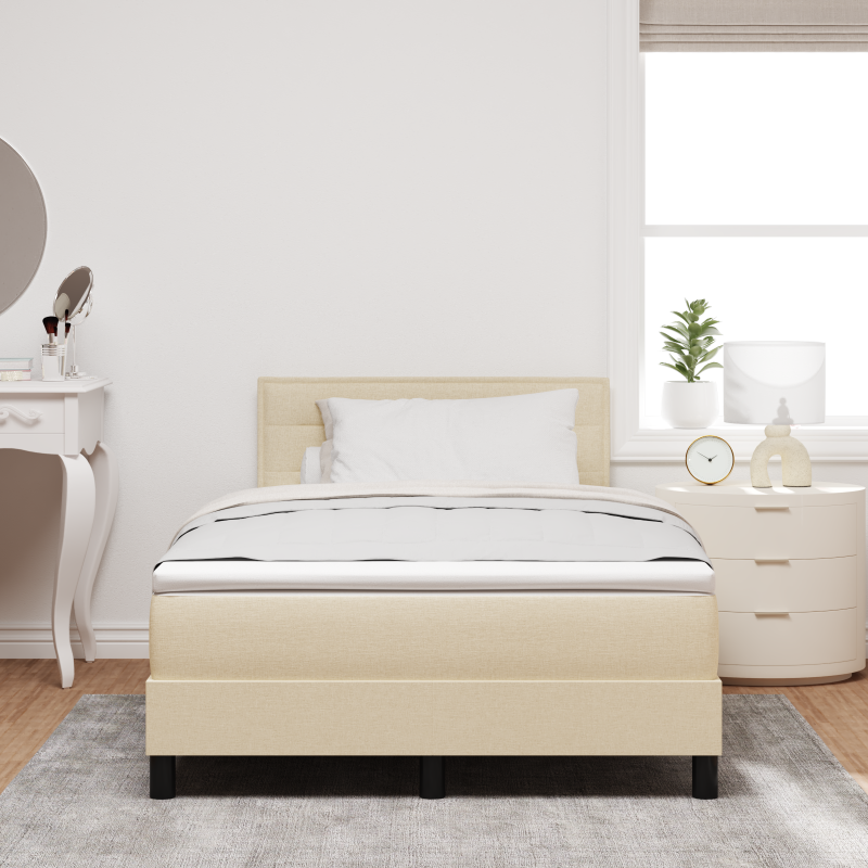 Boxspringbett mit Matratze & LED Creme 120x200 cm Stoff