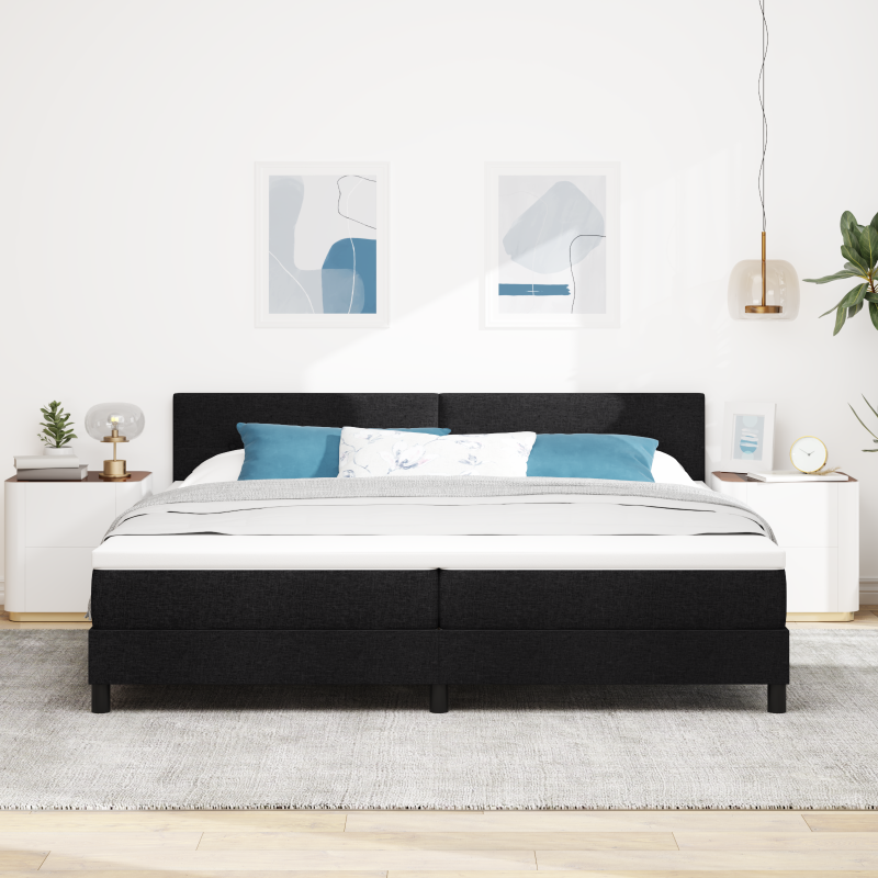 Boxspringbett mit Matratze & LED Schwarz 200x200 cm Stoff