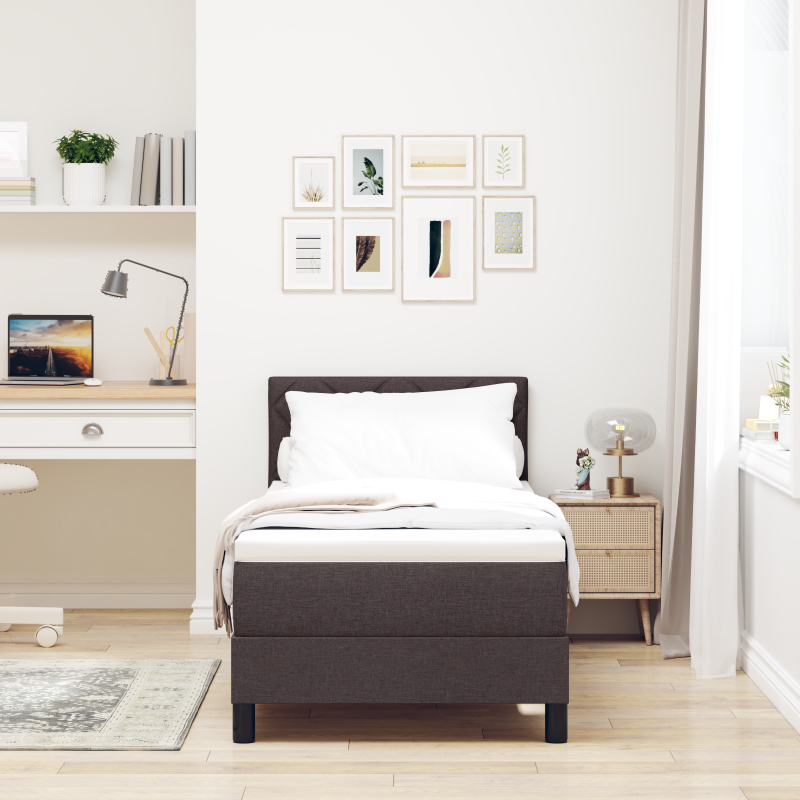 Boxspringbett mit Matratze & LED Dunkelbraun 80x200 cm Stoff