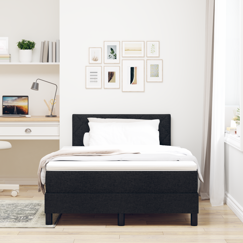 Boxspringbett mit Matratze & LED Schwarz 120x200 cm Stoff