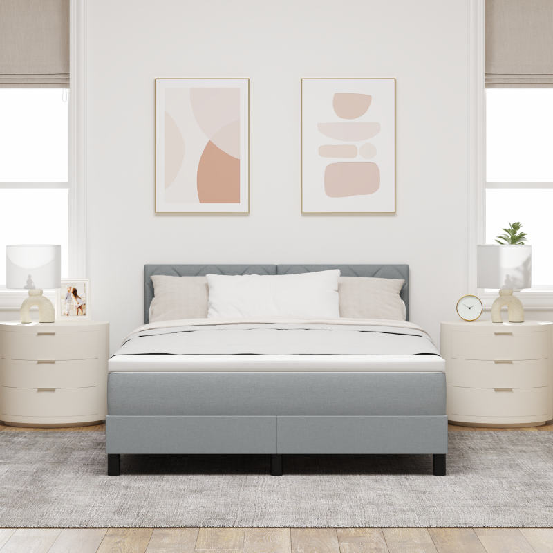 Boxspringbett mit Matratze & LED Hellgrau 140x190 cm Stoff