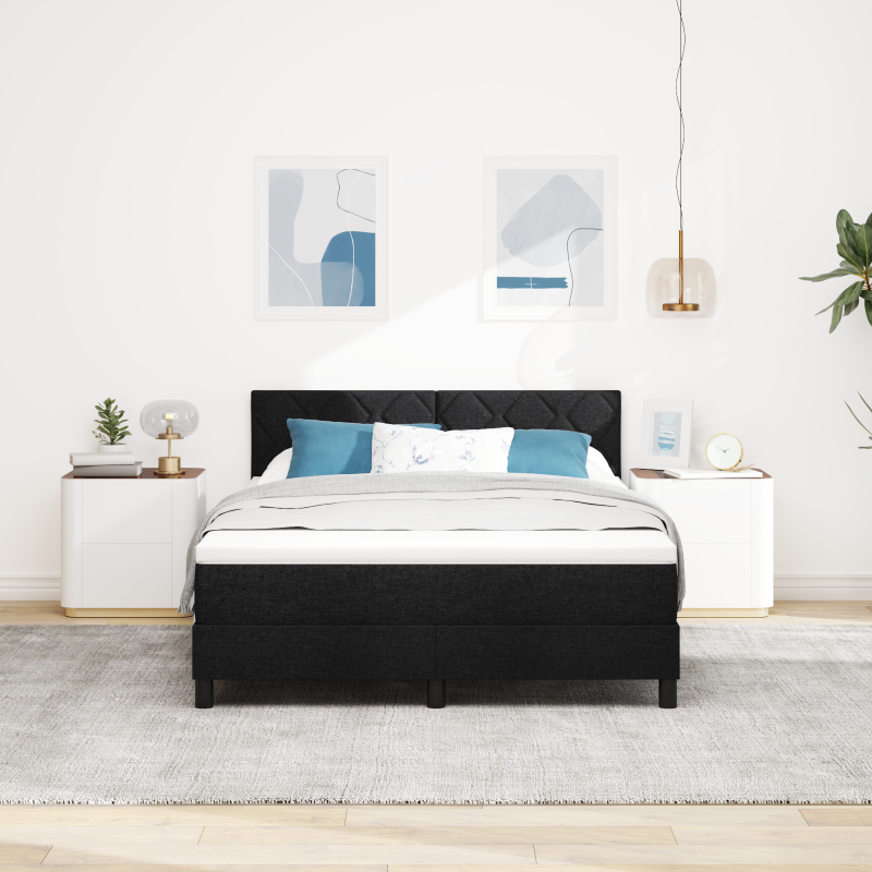 Boxspringbett mit Matratze & LED Schwarz 140x200 cm Stoff