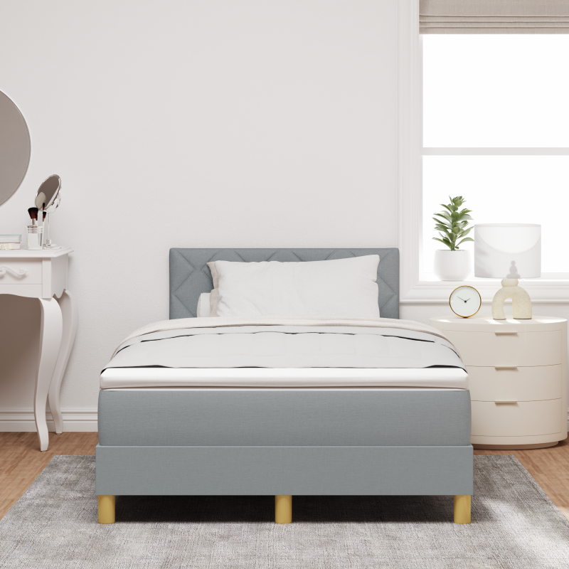 Boxspringbett mit Matratze & LED hellgrau 120x200 cm Stoff