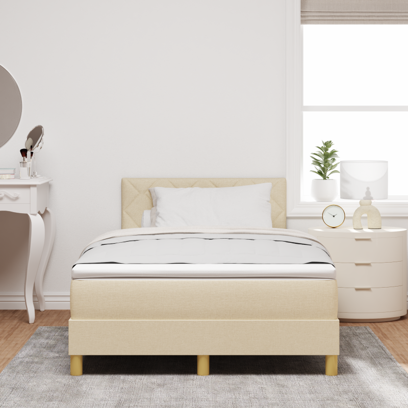 Creme Boxspringbett mit Matratze & LED-Lichtern 120x200 cm Stoff