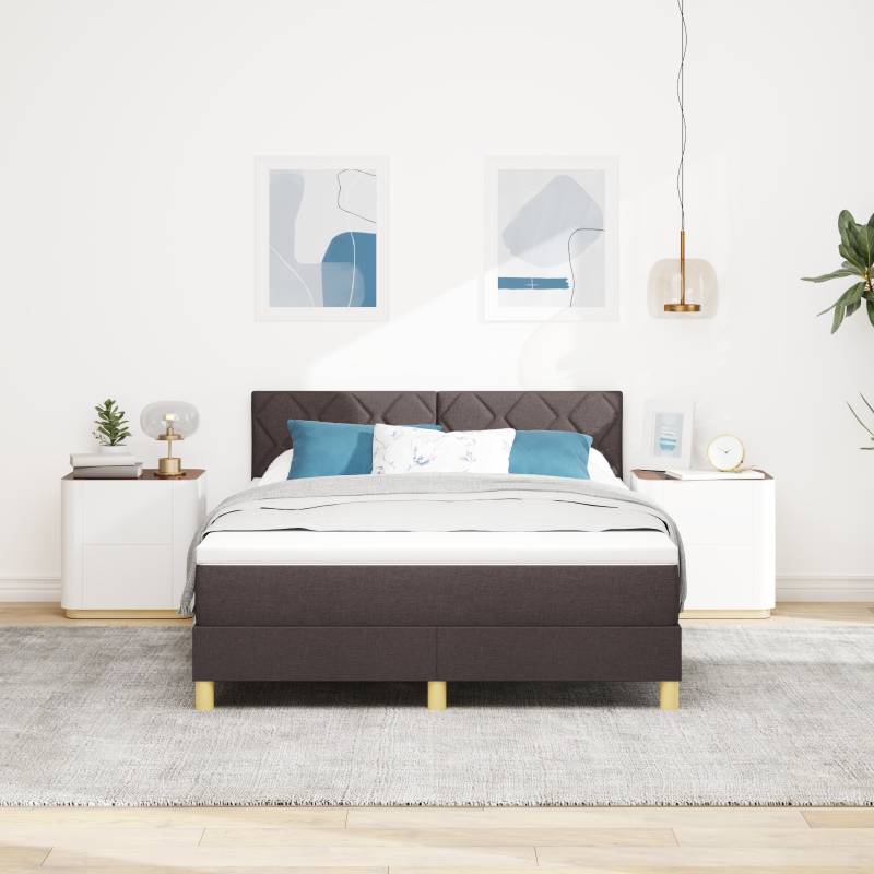 Boxspringbett mit Matratze & LED Dunkelbraun 140x190 cm Stoff